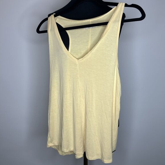 Y2K Abercrombie & Fitch Flowy Soft Racerback Tank Top Yellow Small VNeck - Picture 9 of 9